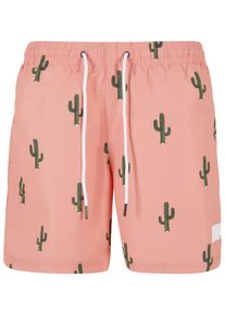 Urban Classics Herren Badeshorts "Urban Classics Herren Pattern Swim Shorts", rosa, Gr. S, 100% Polyester, Badehosen
