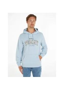 Kapuzensweatshirt Tommy Jeans "TJM REG NY VARSITY HOODIE" Gr. XL, blau (breezy blue) Herren Sweatshirts mit Kordel