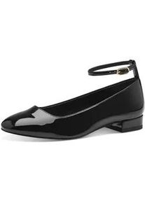 Ballerina Tamaris Gr. 40, schwarz (schwarz-lack) Damen Schuhe Riemchen Pumps, Flats, Flache in veganer Verarbeitung