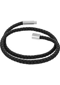 Calvin Klein Herren Armband "INDUSTRIAL FACETS, 35100042, 35100043, 35100044", Edelstahl-Leder, schwarz, Edelstahl, Leder, Armbänder