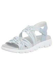 Sandale Rieker EVOLUTION Gr. 36, blau (hellblau) Damen Schuhe Sommerschuh, Sandalette, mit Stretchriemchen und Klettverschluss