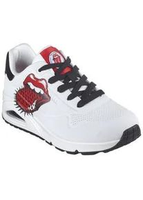 Sneaker Skechers "UNO - ROLLING STONES SINGLE" Gr. 40, weiß (weiß kombiniert) Damen Schuhe mit auffälligem Print, Freizeitschuh, Halbschuh, Schnürschuh