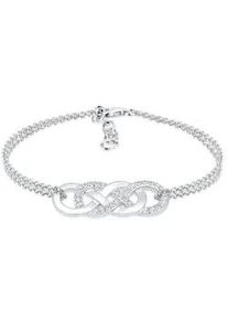 Armband Elli "Infinity Liebe Kristalle 925 Silber" Armbänder Gr. 16cm, mit Steinen, Silber 925 (Sterlingsilber), silberfarben (silber, weiß) Damen