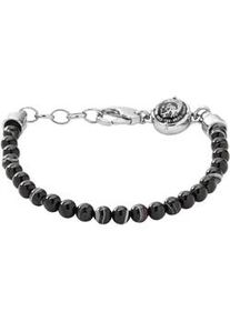 Armband Diesel "Schmuck Edelstahl Armschmuck Beadarmband" Armbänder Gr. Edelstahl, schwarz (edelstahlfarben-schwarz) mit Achat