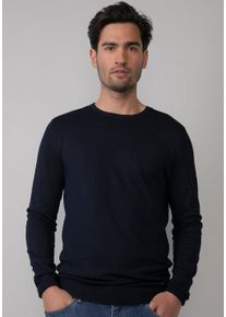 Herren Strickpullover, blau, Basic, Gr. L, PETROL INDUSTRIES, Obermaterial: 80% Viskose, 20% Polyamid, Pullover, mit Rundhalsausschnitt