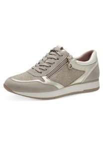 Tamaris Damen Plateausneaker, Gr. 36, silber, Lederimitat, Textil, sportlich, Schuhe, Freizeitschuh, Halbschuh, Schnürschuh mit dezenten