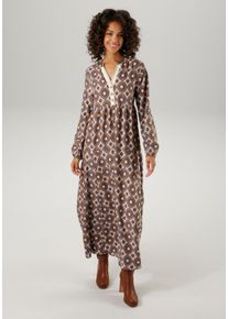 Aniston CASUAL Damen Maxikleid, bunt, Gr. 48, bedruckt, gemustert, Web, Obermaterial: 100% Viskose, Kleider, mit fantasievollem Mandala-Druck