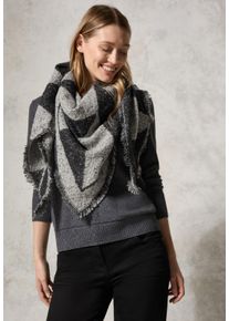 Cecil Damen Halstuch, schwarz, casual, gemustert, Stoff, 88% Polyester, 12% Metallfasern, Modetücher, mit Fransen am Saum