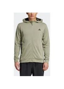 Kapuzensweatjacke Adidas PERFORMANCE "CAMO FZ HD" Gr. XXXL, grün (silber pebble) Herren Sweatjacken