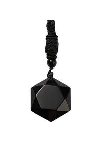 Kette mit Anhänger Firetti "Schmuck Geschenk Halsschmuck Halskette Hexagon" Halsketten Gr. Acryl-Nylon, L: 66cm B: 3mm, schwarz (schwarz-schwarz) Damen Made in Germany - mit Obsidian