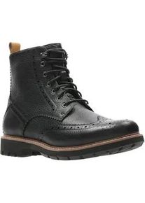 Schnürstiefel Clarks "Batcombe Lord" Gr. 45, schwarz Herren Schuhe Budapester, Brogue, Business Stiefel mit Lyralochung