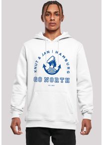 F4NT4STIC Herren Kapuzenpullover "Go North Logo", weiß, casual, Gr. M, Obermaterial: 65% Baumwolle, 35% Polyester, Pullover, Print