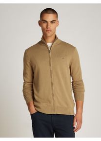 Tommy Hilfiger Herren Strickjacke "ESSENTIAL COTTON ZIP THRU", beige, casual, Gr. XXXL, unifarben, Strick, Obermaterial: 100% Baumwolle,