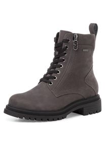 Tamaris Damen Schnürboots, Gr. 38, grau, Nubukleder, klassisch, Schuhe, Blockabsatz, Outdoorschuh, Schnürstiefelette, GORE-TEX-Ausstattung