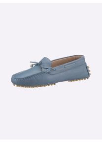 Andrea Conti Damen Slipper, Gr. 39, blau, Leder, Glattleder, sportlich, Schuhe