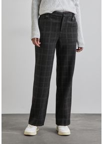 Street One Damen Stoffhose, schwarz, casual, Gr. 40, kariert, Stoff, 55% Polyester, 42% Viskose, 3% Elasthan, Hosen, High Waist