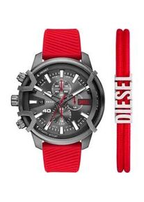 Chronograph Diesel "GRIFFED" Armbanduhren rot Herren Armbanduhr, Herrenuhr, Silikonarmband, ideal auch als Geschenk