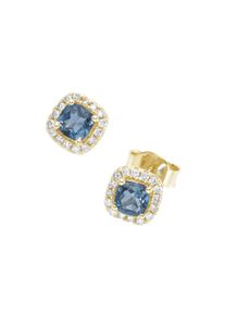 Luigi Merano Damen Paar Ohrstecker "mit Edelsteinen & Brillanten, Gold 585", SI = kleine Einschlüsse, Gelbgold 585, blau, Gelbgold 585, Ohrringe
