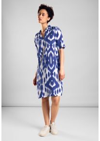 Street One Damen Blusenkleid, blau, casual, Gr. 38, bedruckt, 100% Leinen, Kleider