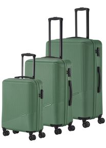 Travelite Trolleyset "BALI 4w L/M/S", grün, ABS, unifarben, Koffer-Sets, Kofferset Reisegepäck Reisekoffer Hartschallenkoffer TSA Schloss
