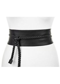 Tamaris Damen Taillengürtel, schwarz, feminin, Gr. M, unifarben, Rindsleder, Gürtel, Tailliengürtel mit geflochtenem Bindeband