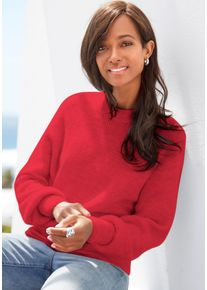 Lascana Damen Strickpullover, rot, modisch, Gr. 36, unifarben, Strick, Obermaterial: 65% Polyacryl, 32% Polyester, 3% Elasthan, Pullover, in