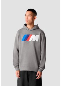 BMW Herren Hoodie, grau, casual, Gr. S, meliert, Sweatware, Obermaterial: 100% Baumwolle, Sweatshirts, mit BMW M Logo Puff-Druck auf der Brust
