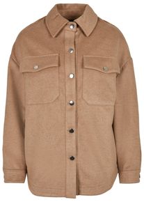 Urban Classics Damen Hemdbluse "Urban Classics Damen Ladies Classic Overshirt", grau, Gr. L, 88% Polyester, 10% Viskose, 2% Elasthan, Blusen