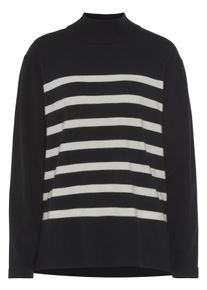 Lascana Damen Rollkragenpullover, Gr. 36, schwarz, Strick, Obermaterial: 50% Viskose (LENZING ECOVERO), 28% Polyester, 22% Nylon, gestreift, modisch,