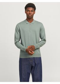 Jack & Jones JACK & JONES Herren Polokragenpullover "JJEEMIL KNIT POLO HALF ZIP LS NOOS", grün, modisch, Gr. XXL, unifarben, Strick, Obermaterial: 60% Baumwolle,