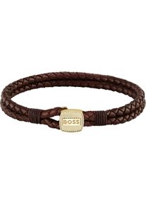 BOSS Herren Lederarmband "SEAL, 1580667M, 1580668M", M, Edelstahl-Leder, braun, Edelstahl, Leder, Armbänder