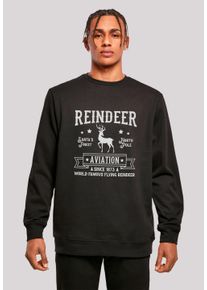 F4NT4STIC Herren Sweatshirt "Reindeer Aviation Retro Weihnachten Sign", schwarz, casual, Gr. L, Obermaterial: 50% Baumwolle, 50% Polyester,