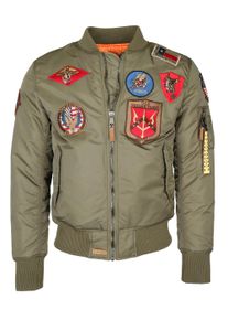Top Gun Herren Bomberjacke "im Pilotenstil mit Patches TG20191053", grün, Gr. S, Obermaterial: 100% Nylon / Innenfutter: 100% Polyester / Strick: