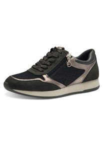 Tamaris Damen Plateausneaker, Gr. 35, gold, Lederimitat, Textil, sportlich, Schuhe, Freizeitschuh, Halbschuh, Schnürschuh mit dezenten