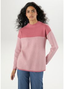 Damen Strickpullover, rosa, elegant, Gr. 38, Aniston SELECTED, Jacquardmuster, Strick, Obermaterial: 50% Viskose, 28% Polyester, 22% Polyamid,