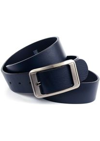 Anthoni Crown Damen Ledergürtel, blau, Gr. 85, unifarben, Leder, Gürtel, Jeansgürtel mit silberfarbener Schließe