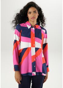 Damen Hemdbluse, bunt, modisch, Gr. 38, Aniston SELECTED, bedruckt, Web, Obermaterial: 100% Viskose, Blusen, mit grafischem Muster in knalligen Farben