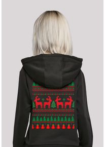 F4NT4STIC Damen Kapuzenpullover "Christmas Weihnachten Reindeers", schwarz, casual, Gr. L, Obermaterial: 65% Baumwolle, 35% Polyester, Pullover,