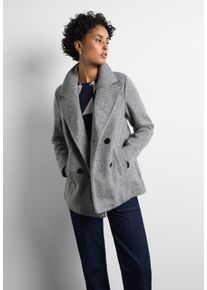 Street One Damen Kurzjacke, grau, casual, Gr. 46, unifarben, Stoff, 67% Polyester, 29% Viskose, 4% Elasthan, Jacken, mit Reverskragen