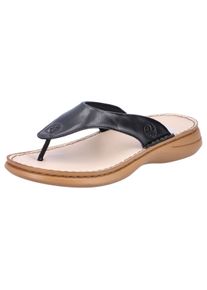 Rieker Damen Zehentrenner, Gr. 41, schwarz, Lederimitat, unifarben, klassisch, Schuhe, Sommerschuh, Schlappen mit Zehensteg