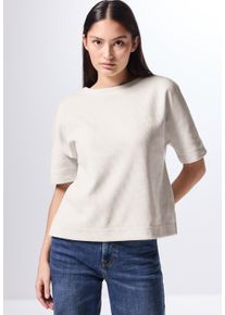 Damen T-Shirt, weiß, casual, Gr. 46, STREET ONE STUDIO, unifarben, Stoff, 98% Polyester, 2% Elasthan, Shirts, mit Streifen-Struktur