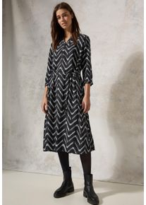 Cecil Damen Tunikakleid, schwarz, casual, Gr. XL, bedruckt, Stoff, 100% Viskose, Kleider, mit Tunnelzug an der Taille
