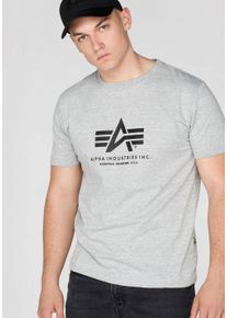 Herren T-Shirt "Basic T-Shirt", grau, modisch, Gr. M, Alpha Industries, meliert, bedruckt, Single Jersey, Obermaterial: 100% Baumwolle, Shirts
