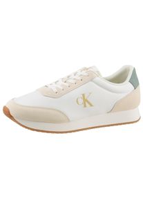 Herren Plateausneaker "RETRO RUNNER ICONIC SNK", Calvin Klein Jeans, Gr. 46, weiß, Leder, Textil, unifarben mit Farbeinsatz, sportlich, Schuhe,