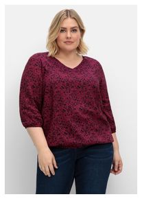 sheego Damen Tunika "Große Größen", lila, casual, Gr. 58, gemustert, Obermaterial: 100% Viskose (LENZING ECOVERO), Tuniken, mit Minimalprint und