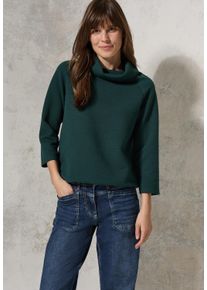 Cecil Damen Rollkragenshirt, grün, casual, Gr. L, unifarben, Stoff, 85% Polyester, 13% Viskose, 2% Elasthan, Shirts, mit 3/4 Ärmeln