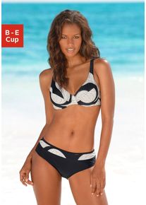 Lascana Damen Bügel-Bikini, schwarz, Gr. 38, Colorblocking, bedruckt, Polyamid, Bikini-Sets, seitlich extra höher geschnitten, verstellbare Träger