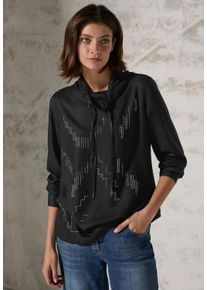 Cecil Damen Langarmbluse, schwarz, casual, Gr. XL, bedruckt, Stoff, 100% Viskose, Blusen, aus softer Viskose