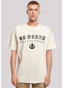 F4NT4STIC Herren T-Shirt "Go North Knut & Jan Hamburg", beige, casual, Gr. XS, Obermaterial: 100% Baumwolle, Shirts, Print