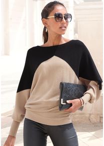 Lascana Damen Strickpullover, schwarz, modisch, Gr. 36, colorblocking, Strick, Obermaterial: 50% Viskose, 28% Polyester, 22% Polyamid, Pullover, mit
